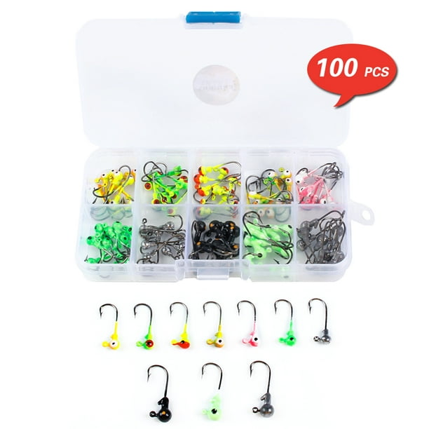 100pcs/box Multicolor Jig Head Hooks with Single Hook Sea Fishing  Enquipment Tackle Box