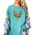 thumbnail image 6 of Ink Printed Camo Rooster Shirt for Women Farm Wife Graphic Tee Country Homestead Gift Seafoam Shirt Adult Large, 6 of 8