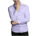 thumbnail image 3 of Dress Shirts for Men Slim Fit Basic Solid Color Long Sleeve Button-Down Lapel Business Work Shirts Blouse, 3 of 5
