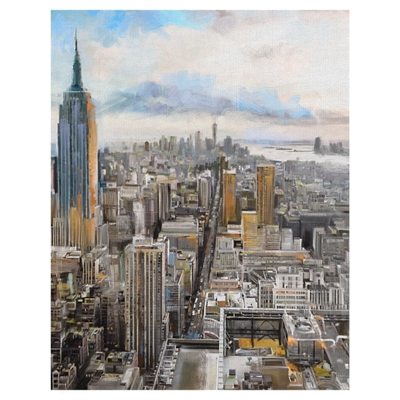 Fine Art Canvas Daybreak Manhattan Skyline by Studio Arts Canvas Art Print