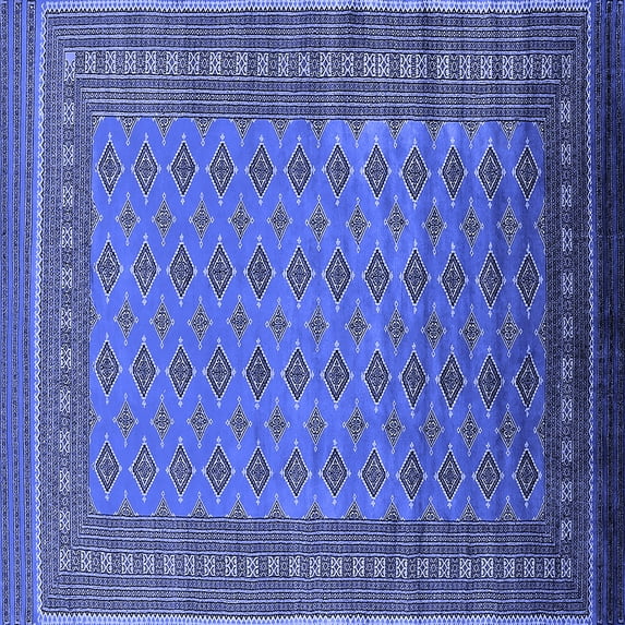 Ahgly Company Machine Washable Indoor Square Oriental Blue Industrial Area Rugs, 3' Square