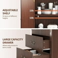 thumbnail image 5 of SELOOYE Pantry Cabinet Modern 71 Inch Tall Fluted Arched Adjustable Shelves 2 Drawers Freestanding Dark Walnut, 5 of 8