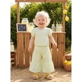 thumbnail image 5 of BemeyourBBs Toddler Baby Girl Summer Clothes 6 12 18 24 Months 2 3 4 Years Baby Girl Summer 2 Piece Outfit Puff Short Sleeve Plaid Gingham Print Shirt Tops and Elastic Waist Flare Pants Set, 5 of 9