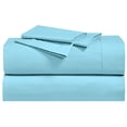 thumbnail image 1 of Abripedic Crispy Percale Sheets, 300-Thread-Count, 4PC Solid Sheet Set, 100% Cotton, Up to 18 Inch Deep Pocket, Top Split California-King, Aqua-Sky, 1 of 3