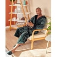 thumbnail image 4 of Lotus Linen Plush Hooded Robe for Men - Soft Fleece Bathrobe Green Black  L/XL, 4 of 10