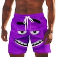 thumbnail image 4 of FINALGANG Mens Funny Face Print Beach Shorts Casual Drawstring Waist Swim Trunks Quick Dry Lightweight Board Shorts For Summer Daily Wear Purple XXL, 4 of 4