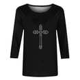 thumbnail image 4 of Enjoytime 3/4 Sleeve Tops for Women Heart Printed Crewneck Casual Shirt Easter Fashion Loose Plus Size Blouses, 4 of 5