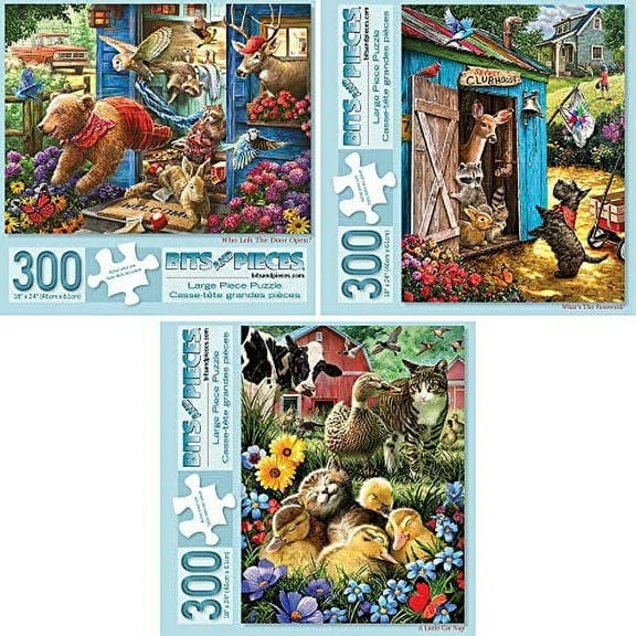 Bits and Pieces Set of 3 300 Piece Jigsaw Puzzles for Adults Jigsaws by Larry Jones - 18” x 24”