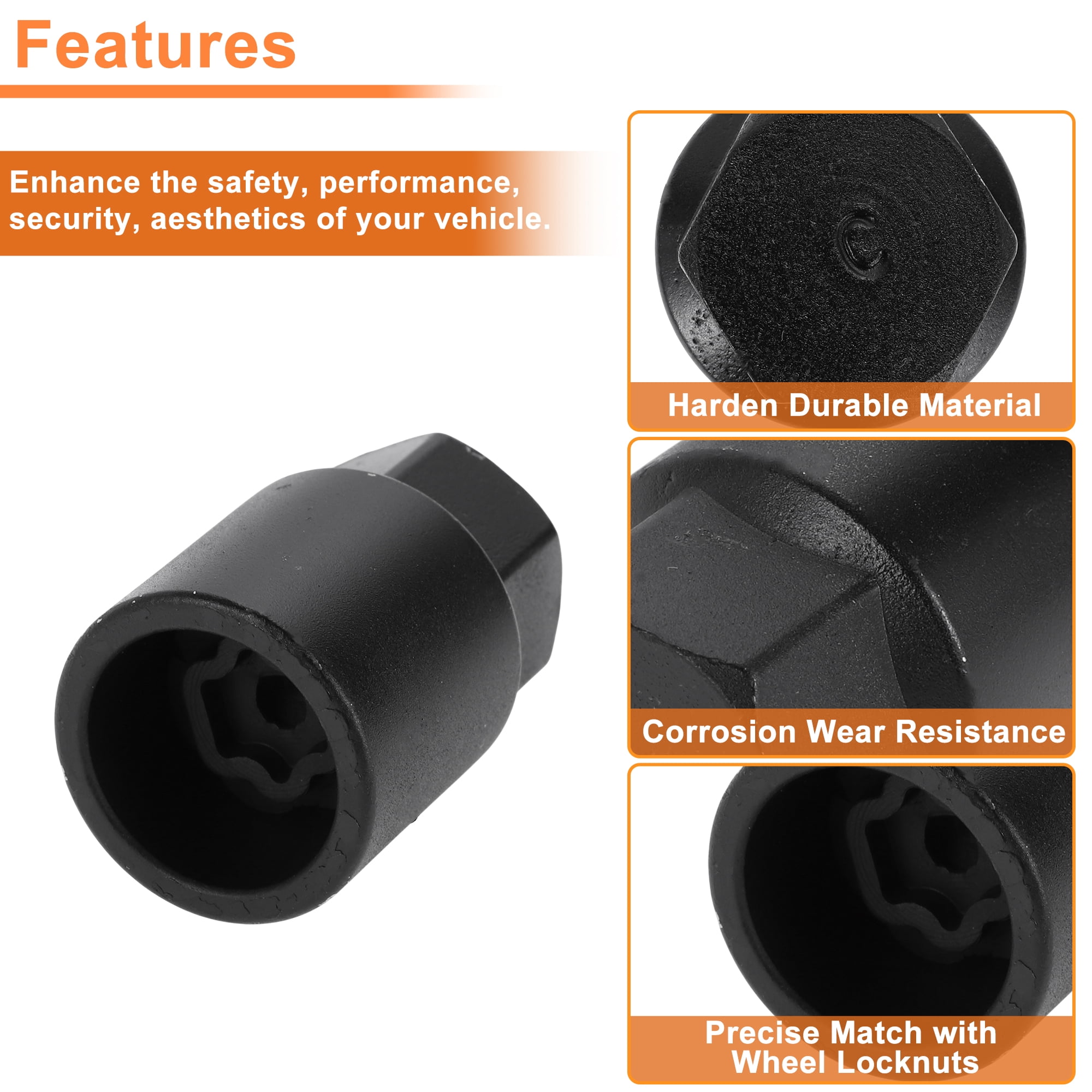 Unique Bargains Wheel Lock Lug Nut for Toyota Anti-Theft Key Socket Black C