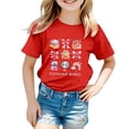 thumbnail image 4 of PMVFHDE T-Shirts pour Filles T-Shirts Graphiques d'Été pour Filles Hauts d'Été pour Filles 2025 Garçon et Fille Imprimé Décontracté Col Rond Manches Courtes T-Shirt Rouge, 10-11 Ans, 4 of 4