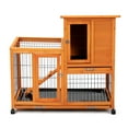 thumbnail image 4 of Pefilos 39" Waterproof Chicken Coop for Outdoor, Indoor Rabbit Hutch, Wood Hen House with Rolling Casters, Removable Tray, Orange, 4 of 10