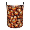 thumbnail image 1 of Balery Vintage Basketball Cesta de ropa redonda con asas, impermeable, independiente, para ropa, juguetes, dormitorio y familia-Small, 1 of 6