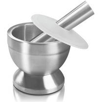 Sopito Mortar and Pestle, 18/8 Stainless Steel Spice Grinder Pill Crusher with Lid Ergonomic Design with Anti Slip Base and Comfy Grip