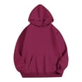 thumbnail image 3 of Oversized Hoodies with Pocket Women Cotton Plain Pullover Hooded Sweatshirts Sweater Long Sleeve Fleece Lined Tops (S, Wine), 3 of 5