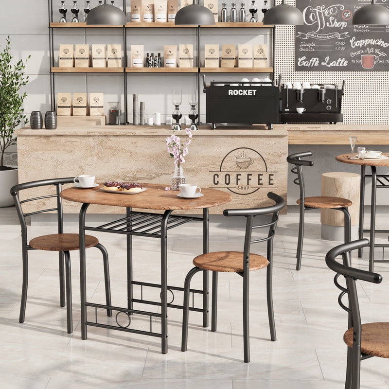 Lacoo 3-Piece Small Dining set, Table and Chair Set for 2 ,for Living Room, Dining Room, Kitchen, Brown