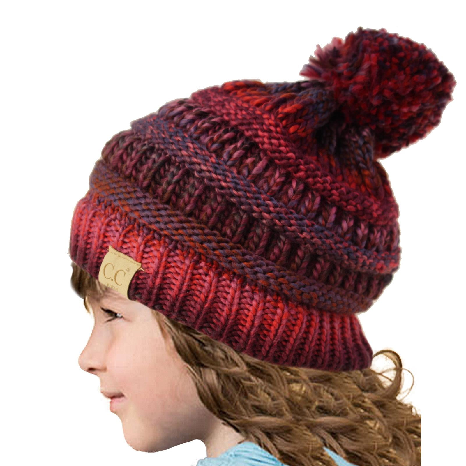 Seasonal gift Red Chunky striped knitted hat Wide stripes brown Winter hat Ribbed beanie black
