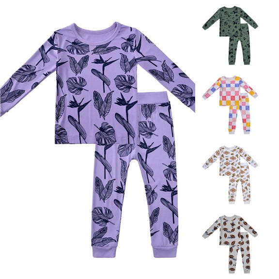 MEZZALL Baby Boy & Girls Cartoon O-Neck Long Sleeve Shirt Tops Pajamas Sets Pants Set Kids Toddler Sleepwear Night Children Pj's For Daily Soft Nightwear