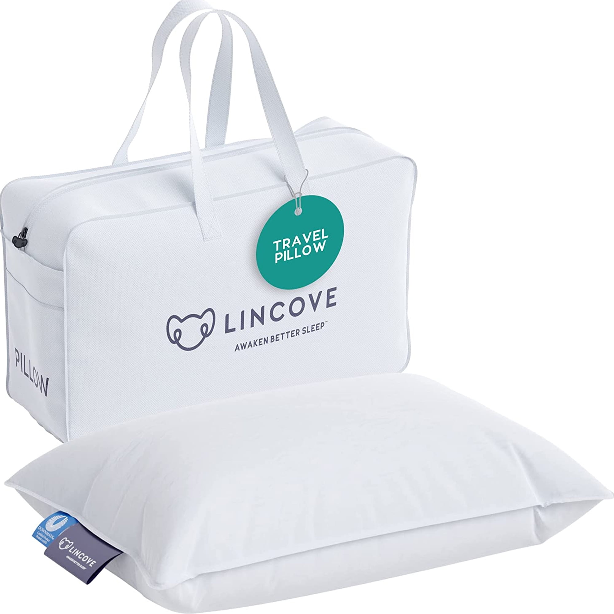 Lincove Canadian Down Feather Travel Pillow Soft Luxury Traveling