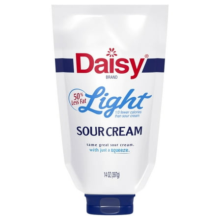 Daisy Pure and Natural Light Squeeze Sour Cream, 50% Less Fat, 14 oz Pouch (Refrigerated)
