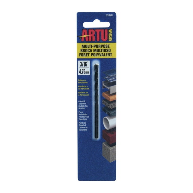Broca ARTU con punta de carburo de tungsteno, 3,97 mm x 8,89 cm, vástago recto