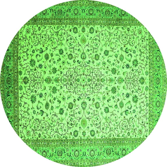 Ahgly Company Indoor Round Persian Green Traditional Area Rugs, 5' Round