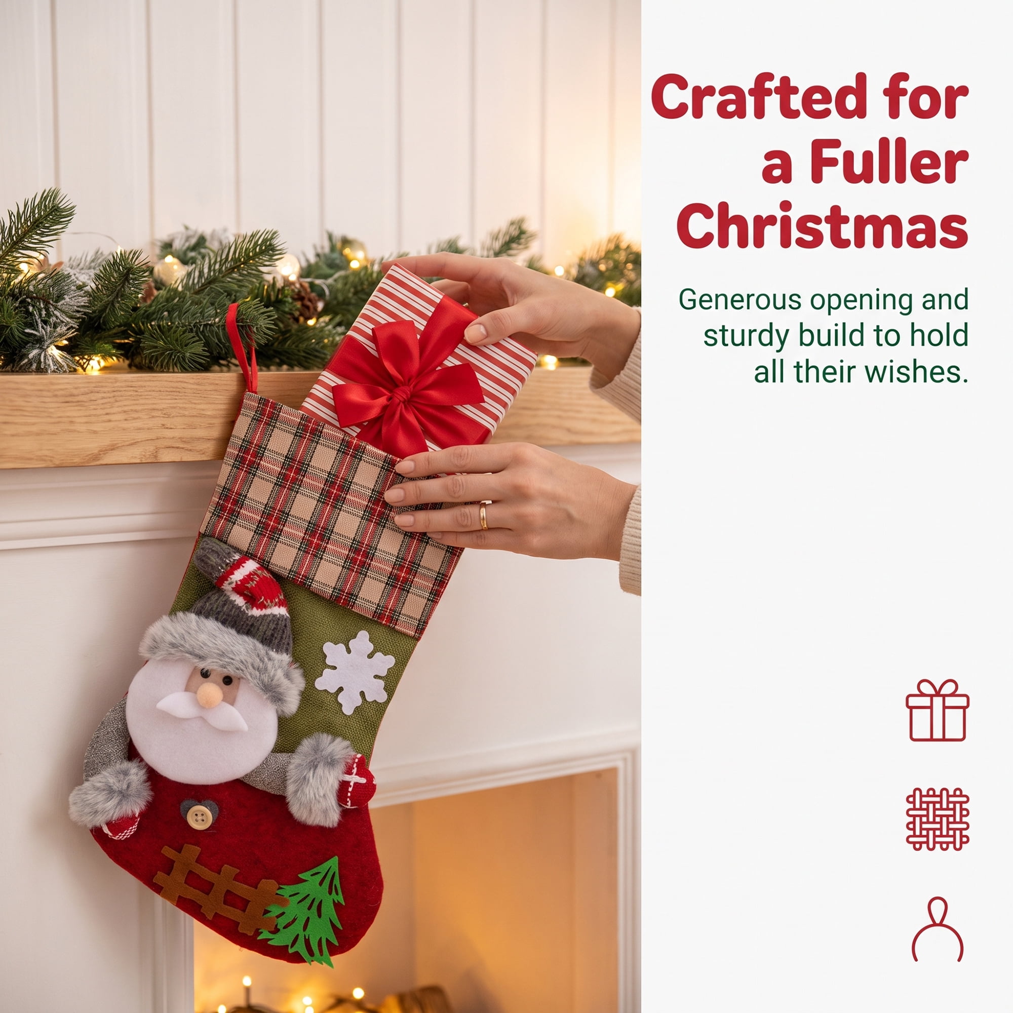Unique Bargains Playful Cartoon Christmas Stockings Sideboard Rail Accents Old Man 12"