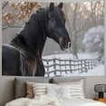 thumbnail image 2 of ERAPDAUR  Animal Tapestry, Friesian Sport Horse Portrait on a Snowy Winter Background Novelty Picture Print, Wide Wall Hanging for Bedroom Living Room Dorm 60x50inch, 2 of 6