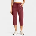 thumbnail image 2 of Tqcoqu Women's Drawstring Waist Capri Pants with Pockets,Straight Leg Elastic Summer Casual Pants,Red Women's S-XXXL, 2 of 8