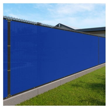 Privacy Fence Screen Heavy Duty Windscreen Fencing Mesh Fabric Shade Net Cover with Brass Grommtes for Outdoor Wall Garden Yard Pool Deck, 6'x7' Blue