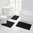 thumbnail image 7 of Walensee Non-Slip Bathroom Rugs Chenille Soft Striped Plush Bath Mat, 17" x 24", Black, 7 of 7