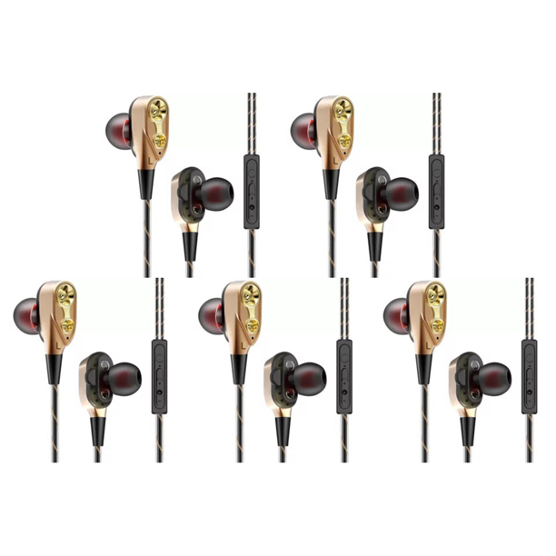 5 Uds Música 3 5mm Internos Deportivos Con Cable Y Graves Profundos Con Micrófono (dorado)