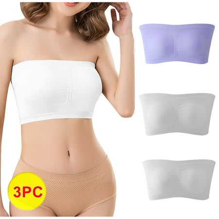 YYDGH Women s Bandeau Bra Strapless Bralette Smoothing Seamless Brassiere Comfortable Non-Padded Stretch Top Bra