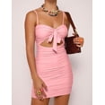thumbnail image 3 of DOPI Women's Sexy Bodycon Cut Out Ruched Backless Spaghetti Strap Mini Club Party Dresses, 3 of 6