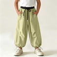 thumbnail image 3 of Rrxhxhs Pants for Girls Color Block Drawstring Elastic Waist Pleated Loose Baggy Casual Joggers with Side Pockets,Yellow,4-5 Years, 3 of 6
