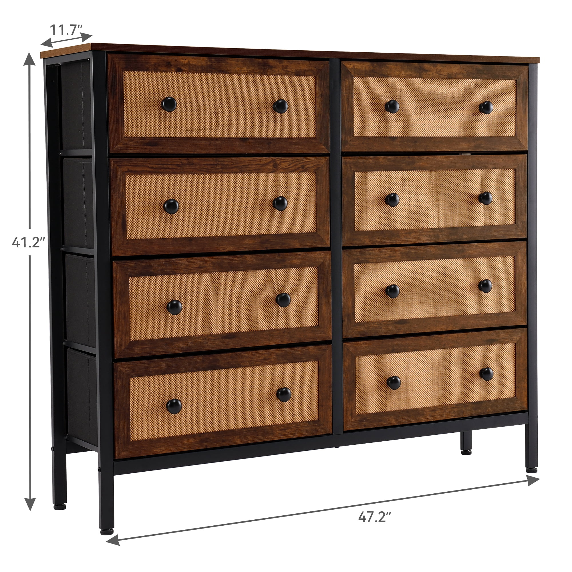 Uforic Horizontal Dressers Fabric Storage Dresser with 8 Drawer Fabric for Hallways,Bedrooms,Closets,Steel Frame,Wooden Surface