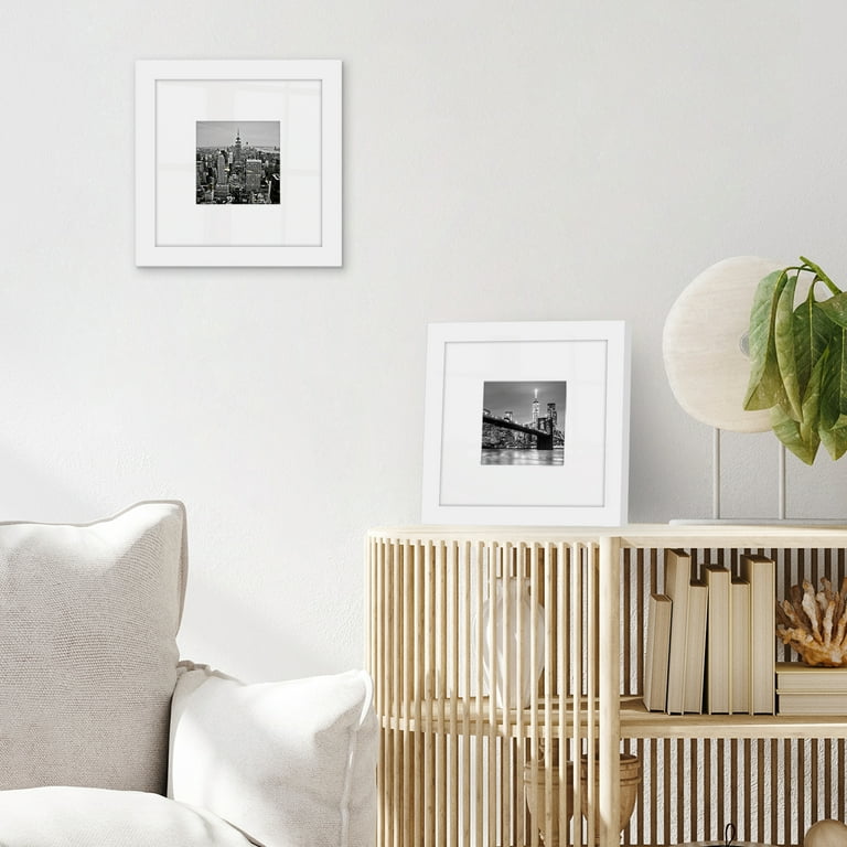 White 4x4 Frame With Mat - 8x8 Frame For a 4 x 4 Photo - Great for  Instagram Pictures