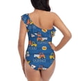 thumbnail image 5 of Easygdp Construction Vehicles Women's One Shoulder Ruffle Monokini Bathing Suits with Removable Chest Pad, Quick Drying - X-Large, 5 of 8