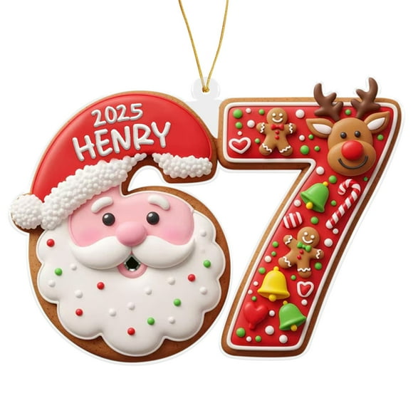 67 Ornement de Noël – Ornement Drôle Meme “Six Seven”, Décoration de Vacances Hilarante pour Arbre de Noël, Idée Cadeau pour Adolescents, Amateurs de Grands et Memes, B, Ornement Suspendu