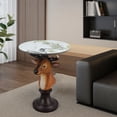 thumbnail image 6 of Deer Head Accent Table, Animal Statue End Table with Faux Marble Top, Resin Sculpture Side Table for Living Room, Cabin, Lodge, Rustic Decor, Brown, 6 of 11
