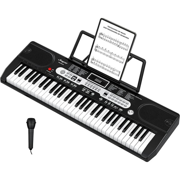 Juiluna Keyboard Piano, 61 Key Electric Piano Keyboard for Beginners and Kids, with Microphone, Power Supply, Built In Speakers, Portable Keyboard Teaching for Best Birthday or Christmas Gift