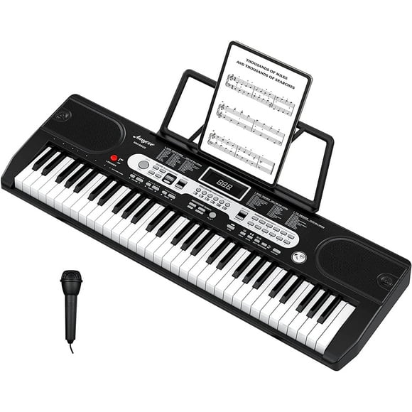 Keyboard Piano, 61 Key Electric Piano Keyboard Sets for Beginners and Kids, with Microphone, Headphone, Stand, Stool and Bag, Portable Keyboard Teaching for Best Birthday or Christmas Gift