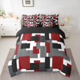 thumbnail image 3 of Castle Fairy Retro Solid Block Queen Bedding 7pcs,Mid Century Geometric Square Bedding Comforter Set Queen,Burgundy Black Gray,Reversible, 3 of 7