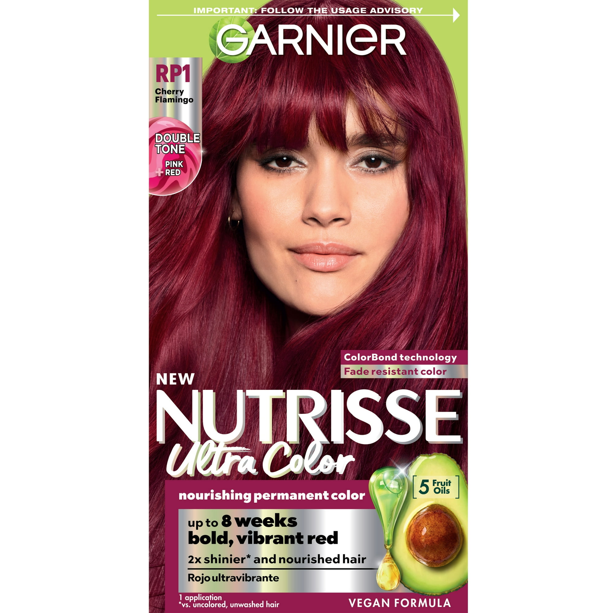 Garnier Nutrisse Ultra Color Hair Color Tool Kit, Permenant Hair Dye, RP1 Cherry Flamingo
