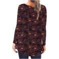 thumbnail image 4 of Camiseta informal para mujer, blusa estampada de manga larga con cuello redondo y fruncido Fridja  fjkfkj2140, 4 of 6