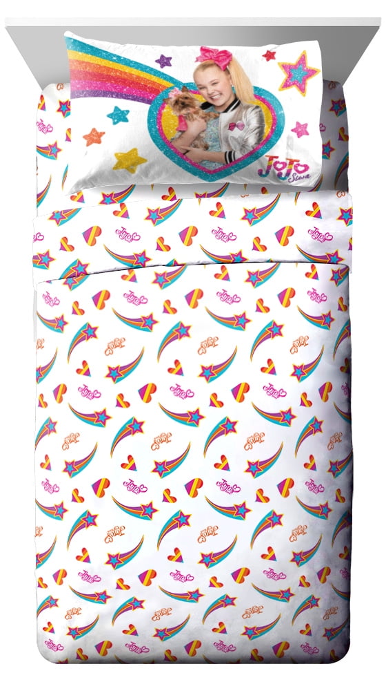 Jay Franco Nickelodeon JoJo Siwa Sprinkles & Ice Cream 5 Piece Full Bed Set Official Nickelodeon Product Super Soft Fade Resistant Microfiber Includes Reversible Comforter & Sheet Set Bedding 