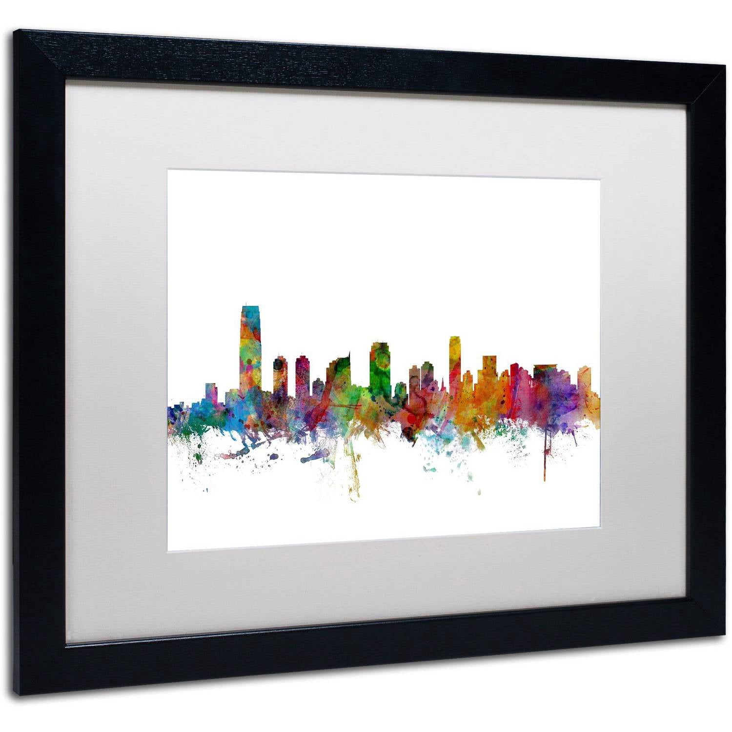 Trademark Fine Art ''Jersey City New Jersey Skyline'' by Michael Tompsett 16" x 20"  Black Frame