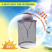 Anti-Mosquito Mask Hat Net Mesh Head Face Protector, IC ICLOVER Insect Bee Mosquito Bug Resistant Sun Hat Safari Hat Without UV Protection for Travel Camping Pasture, Gray