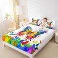 thumbnail image 4 of Homewish Cute Watercolor Butterfly Queen Sheet Sets,Multicolor Graffiti Flat Sheet,Modern Aesthetic Art Queen Fitted Sheet For Girls Teens,Luxury Bedroom Decor,4-Piece, 4 of 7