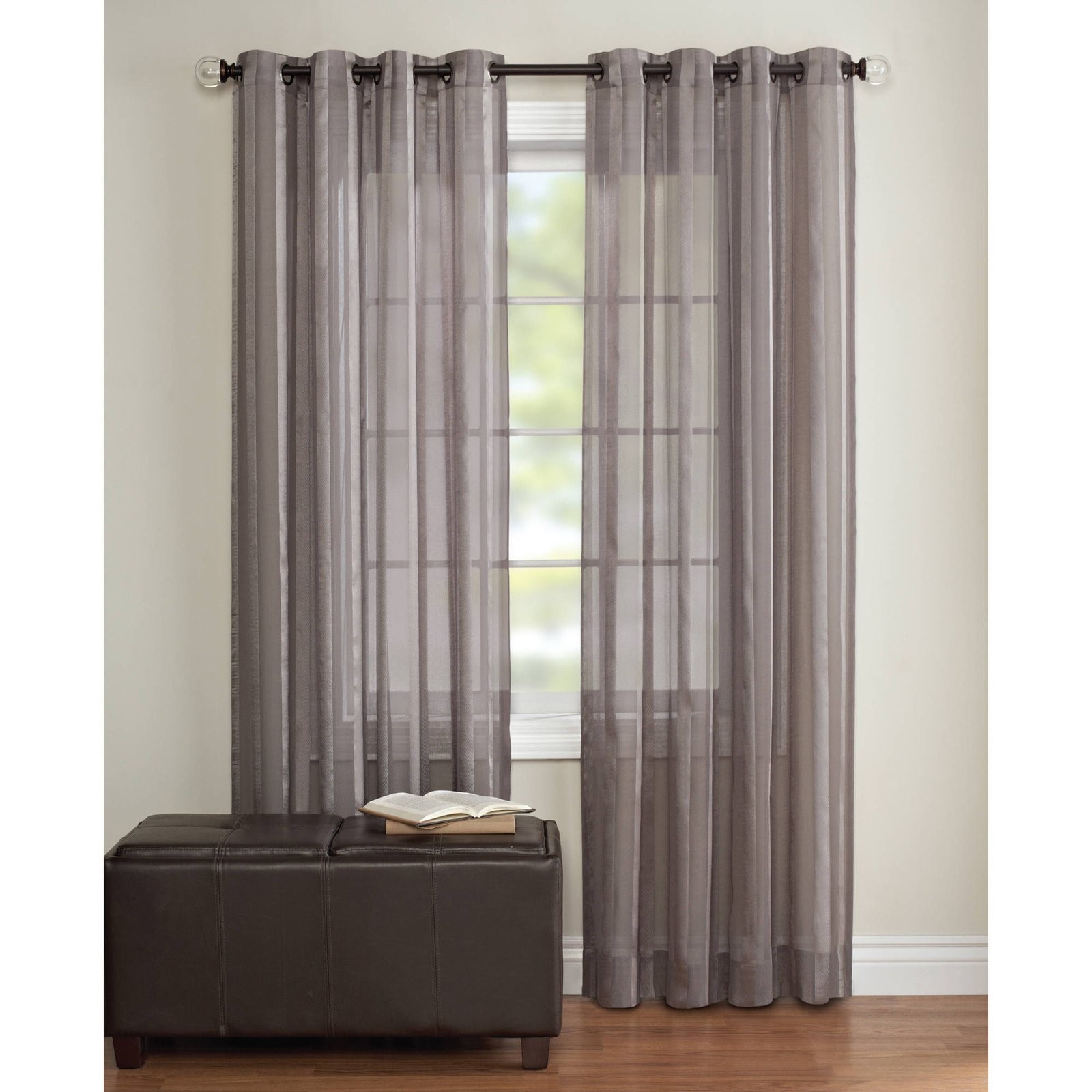 Better Homes and Gardens Toby Textured Stripe Sheer Window Curtain Panel