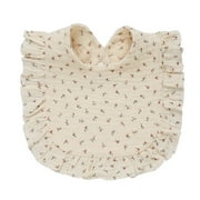 Korean Style Baby Feeding Drool Bib Ruffle Floral Infants Saliva Towel Soft Cotton Burp Cloth For Newborn Toddler Kids Bibs New Beige Flower